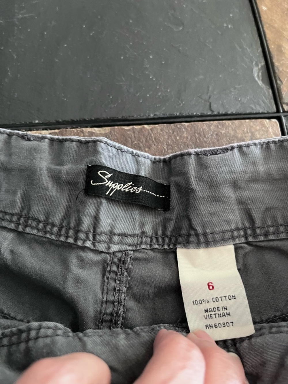 Supplies 100% Cotton Gray Drawstring Utility Shorts - Picture 3 of 5